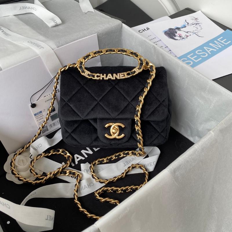 Chanel Handbags AS3450 Velvet Black